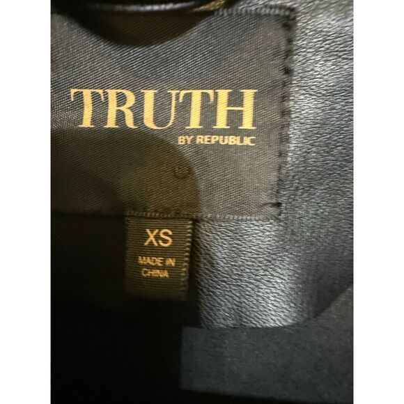 Truth by Republic Men's Collared Button Front Leather Jacket Black Size XS - Picture 7 of 8